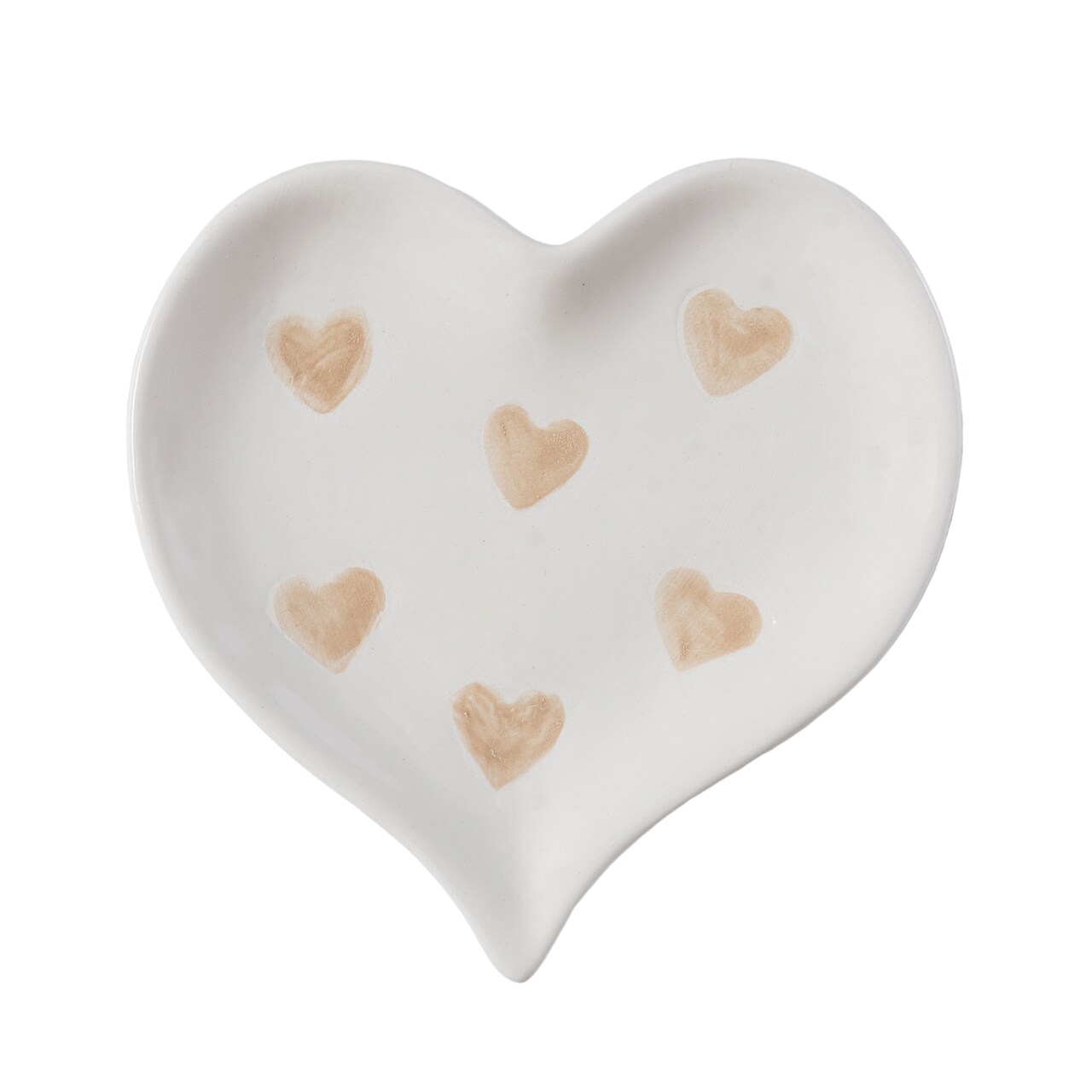 Transpac Dolomite Natural Heart Ring Dish Trinket Tray White and Mud for Valentines Day Tabletop Decor